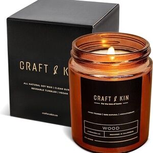 🔥🪵🕯️COZY FALL VIBES🕯️🪵🔥NWT Craft & Kin "Wood" Scented Candle